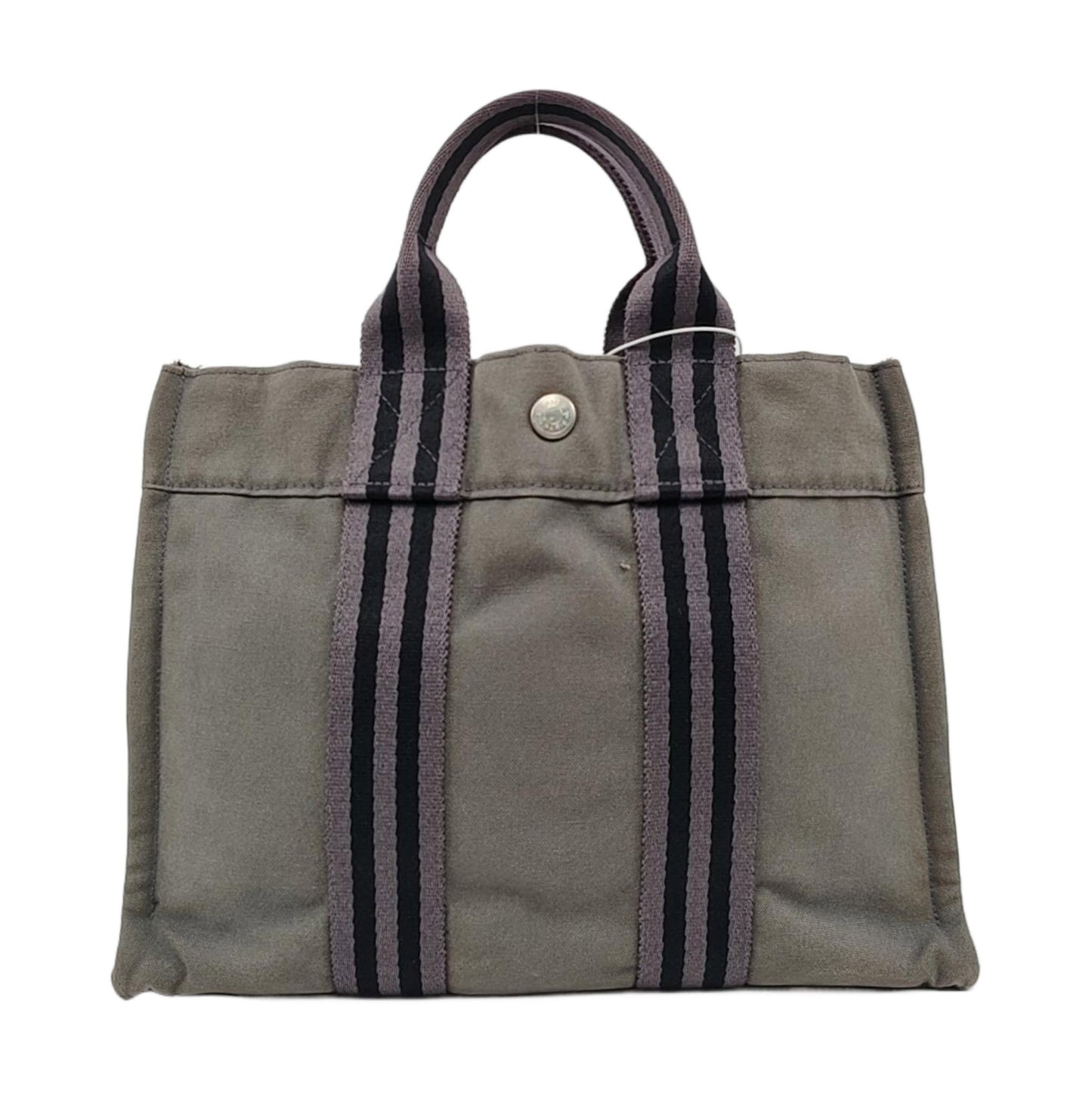 HERMÈS Fourre Tout Cumulonimbus Gray Canvas Handbag Silver Hardware-(SKU)-959372651