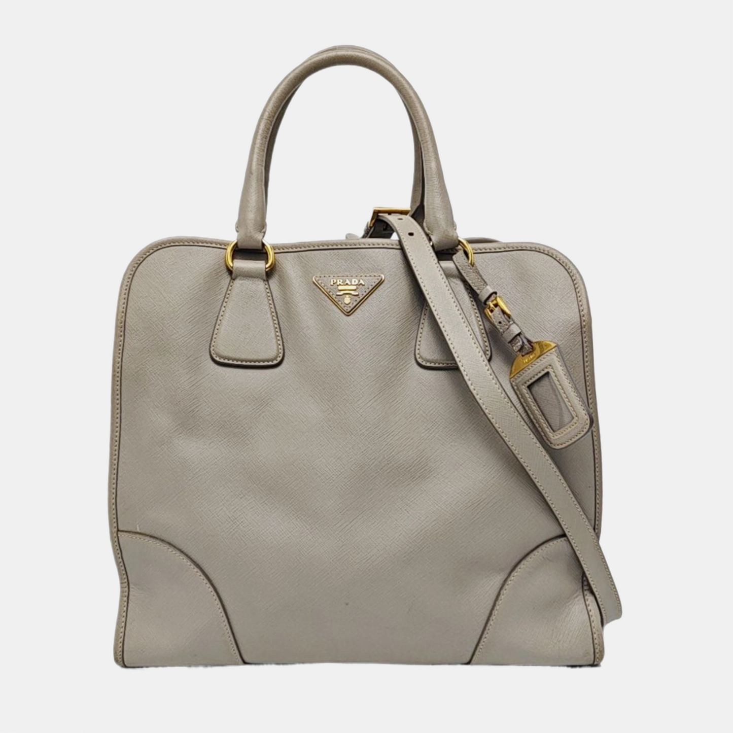 PRADA Gray cowhide single shoulder bag crossbody handbag Golden hardware Removable shoulder strap-(SKU)-959549746