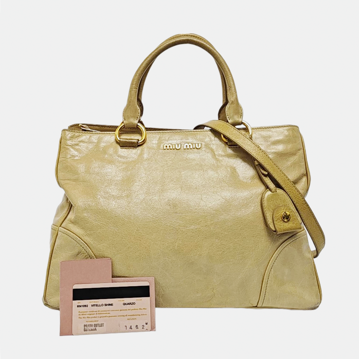 Miu Miu Tote bag Yellow Cowhide Single Shoulder Handbag Crossbody Bag Golden hardware Removable shoulder strap-(SKU)-958319831