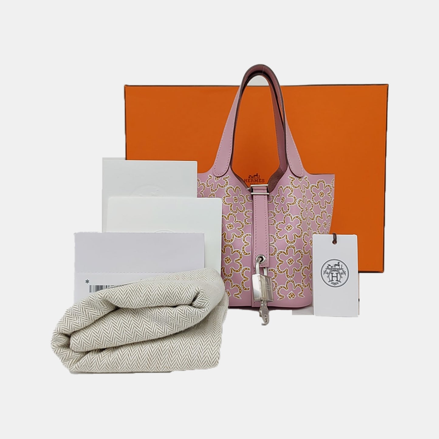 HERMÈS Picotin Lock 12 Mallow Purple Swift Leather Basket Handbag with Silver Hardware and U Engraving Complete Accessories-(SKU)-959655023