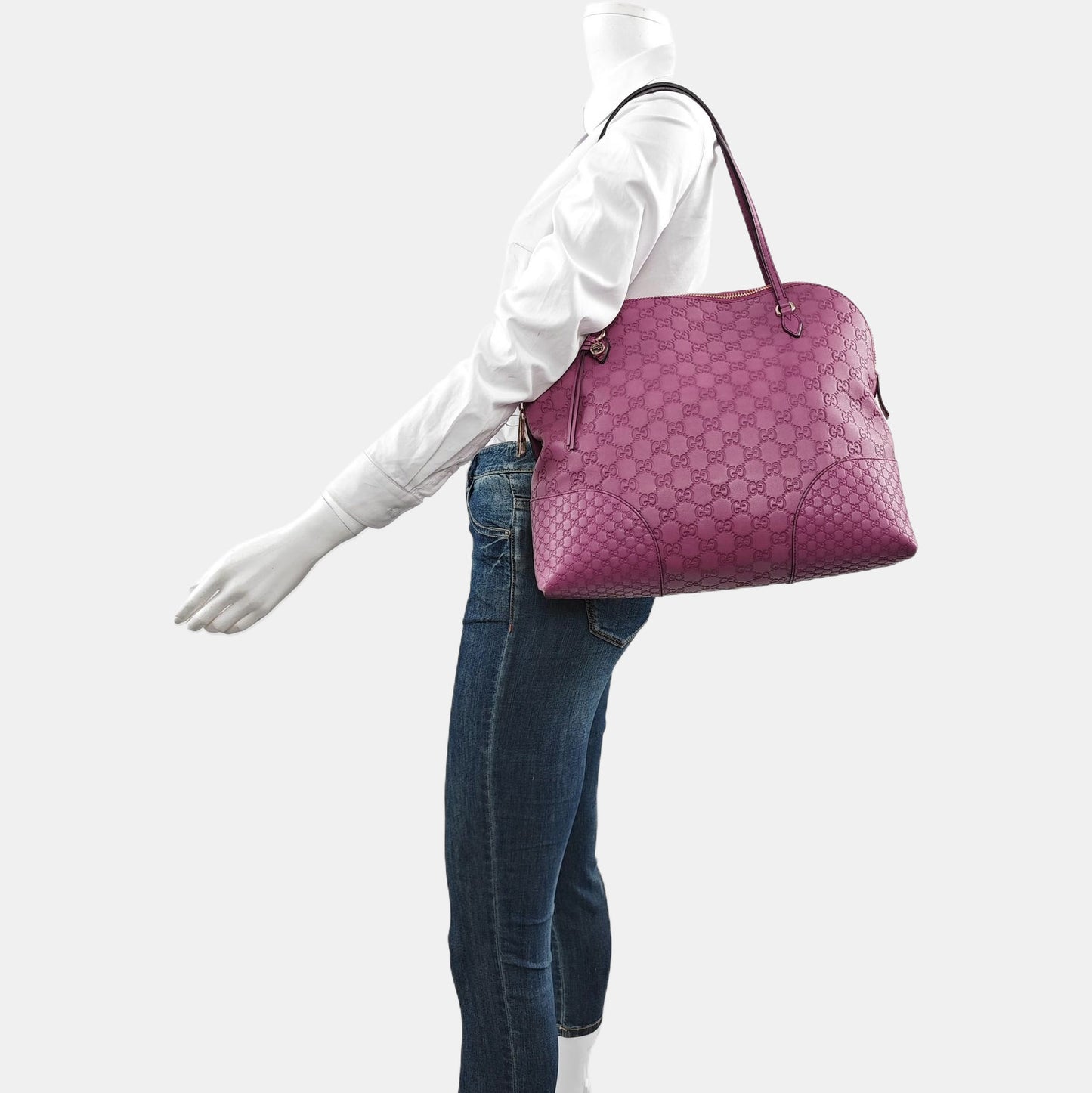 GUCCI Bree Purple leather old flower embossed single shoulder bag Golden hardware-(SKU)-959516501