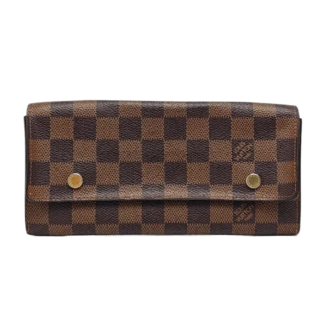 LOUIS VUITTON GRAPHITE LONG Brown Coated Canvas Checkered Wallet Golden hardware-(SKU)-959718998