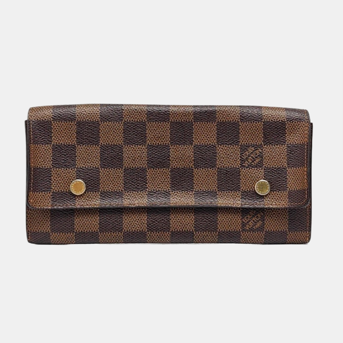 LOUIS VUITTON GRAPHITE LONG Brown Coated Canvas Checkered Wallet Golden hardware-(SKU)-959718998