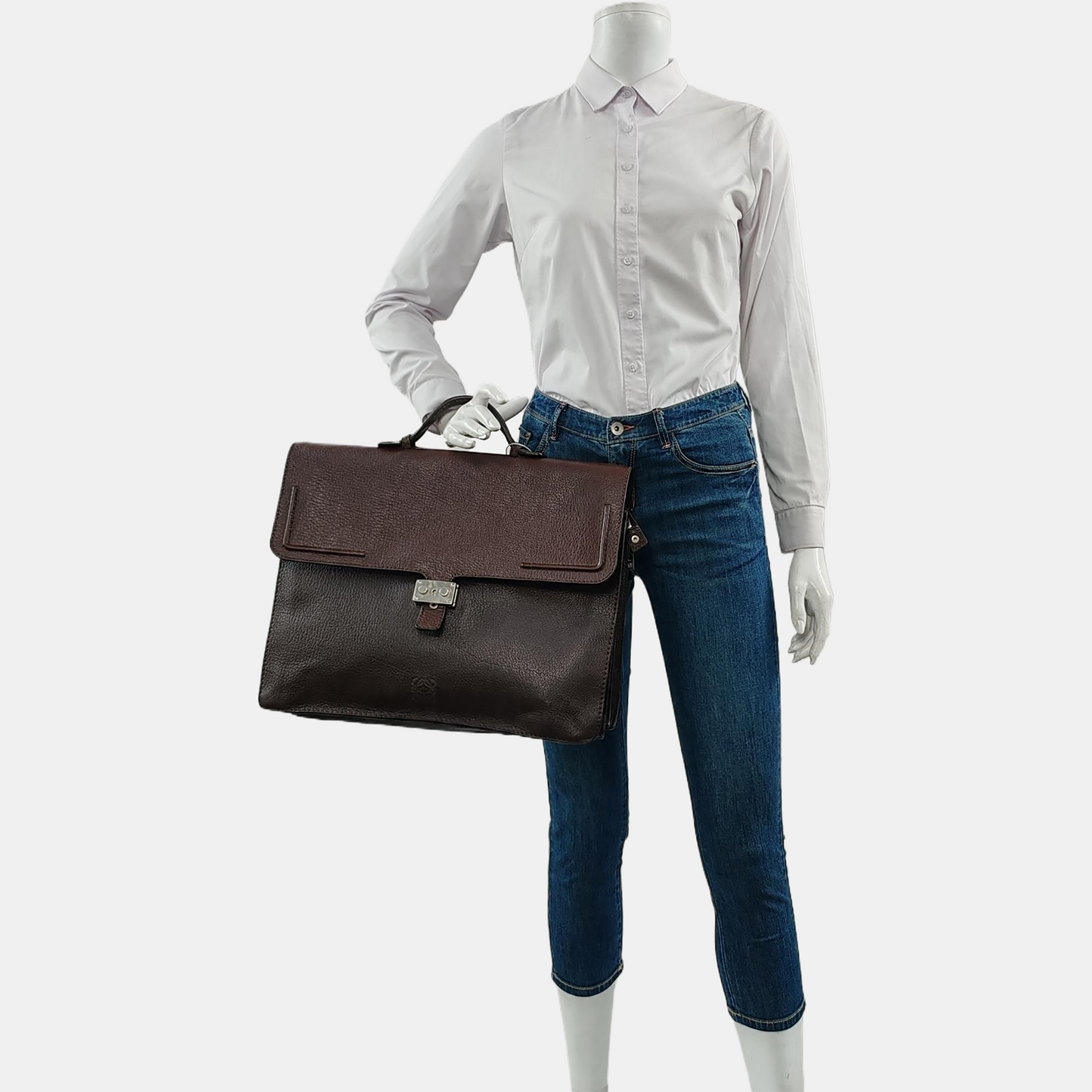 LOEWE Dark Brown Cowhide Handbag Single Shoulder Bag Crossbody Golden hardware-(SKU)-960024016