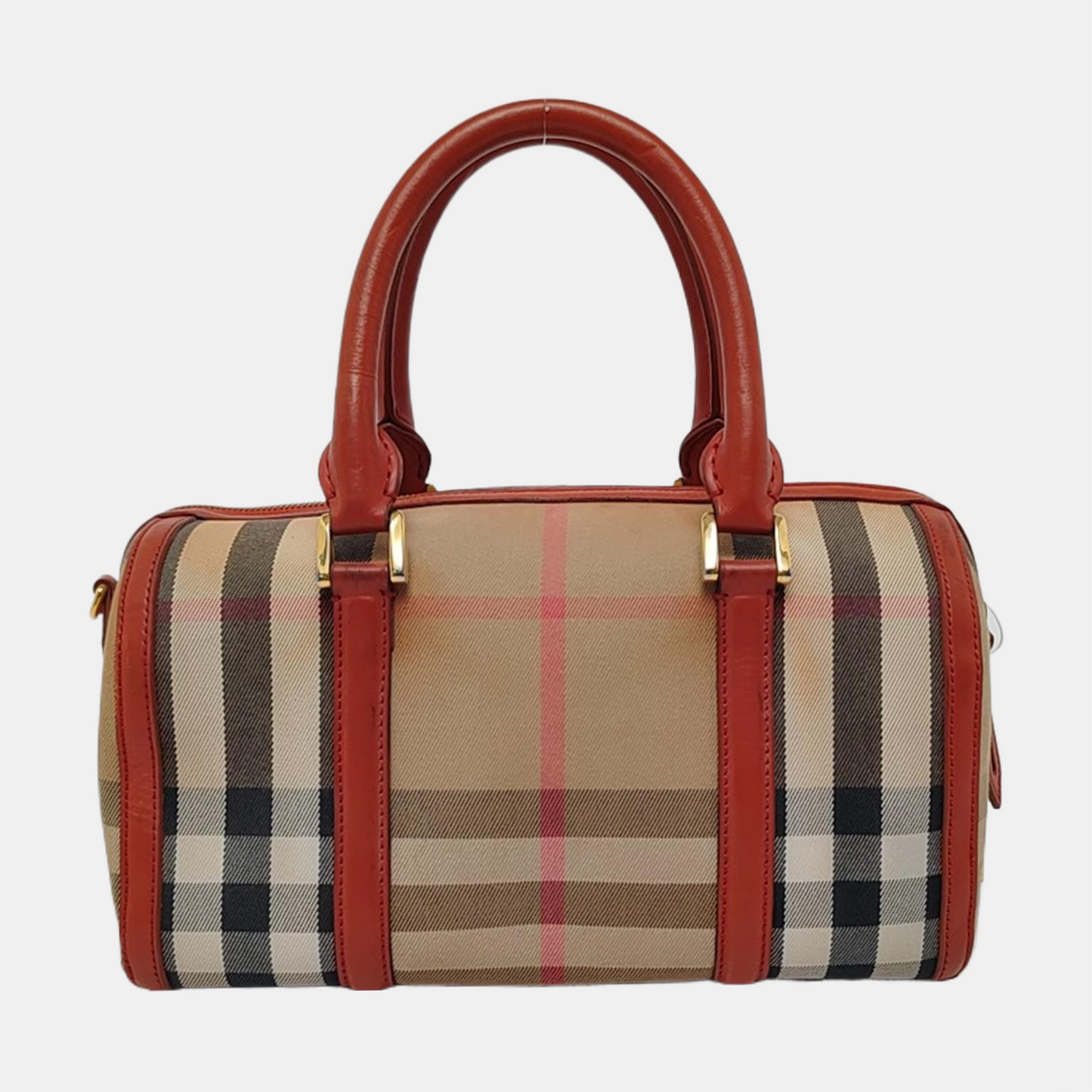 BURBERRY Alchester Red Canvas Handbag Golden hardware-(SKU)-959788155