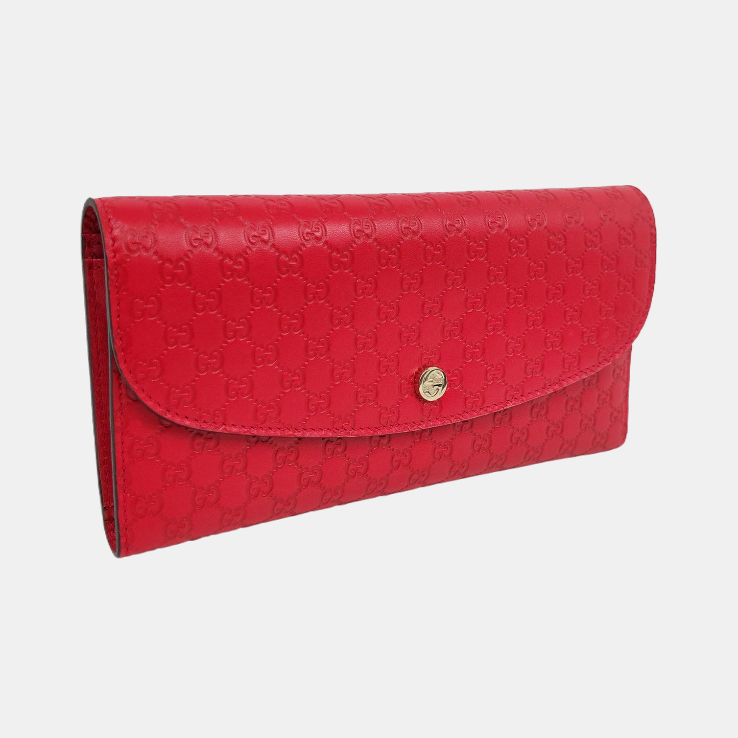 GUCCI Red Cowhide Monogrammed Embossed Wallet Golden hardware-(SKU)-959925038