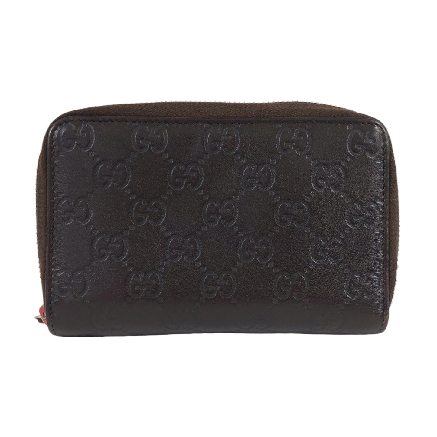 GUCCI Dark Brown Cowhide Monogrammed Texture Wallet Golden hardware-(SKU)-959715044