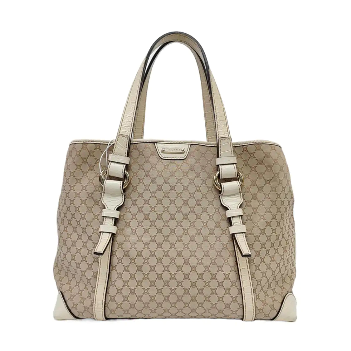 CELINE Brown Canvas Triumph Monogram Single Shoulder Bag Tote Bag Golden hardware-(SKU)-959689180