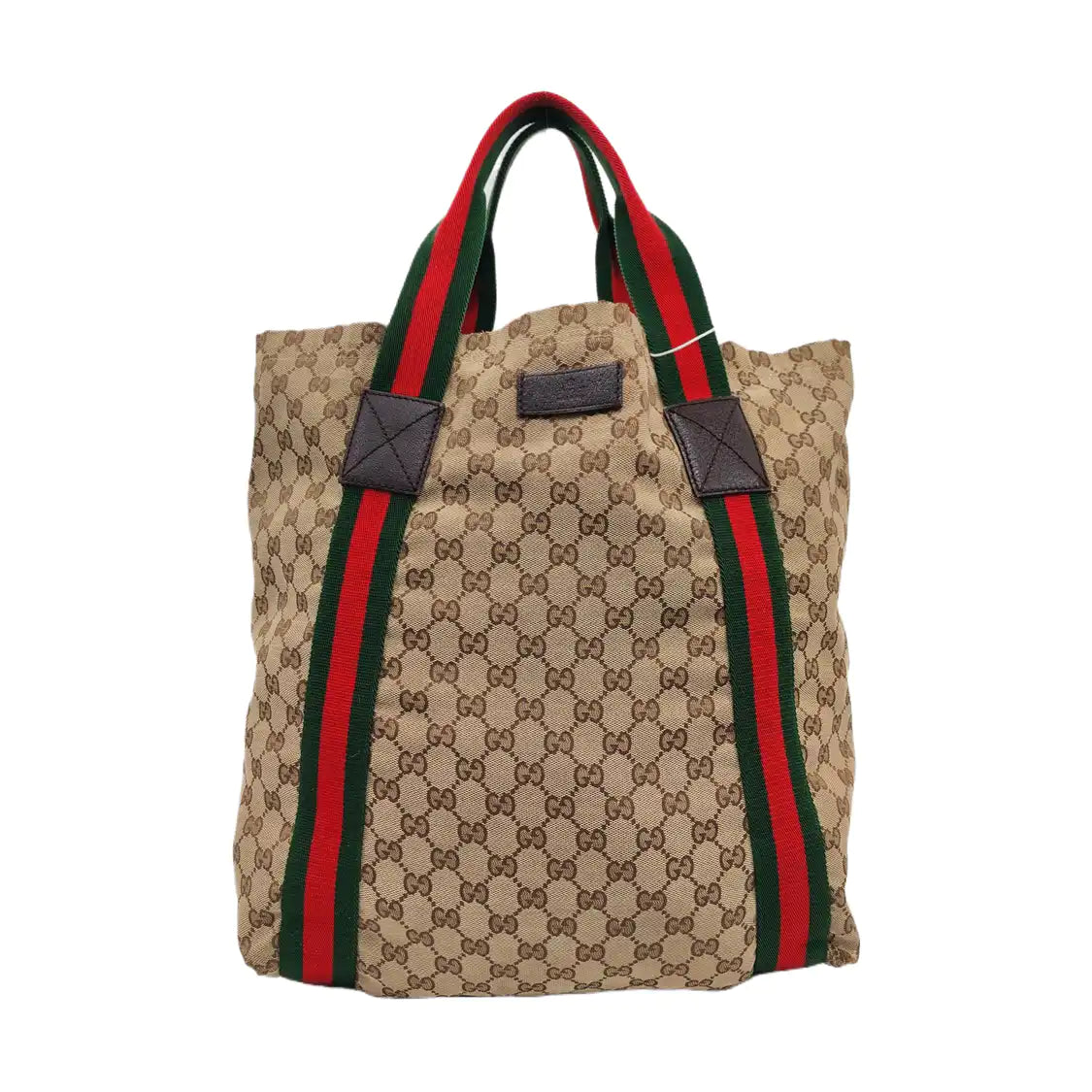 GUCCI Diaper Brown Canvas Monogrammed Striped Webbing Handbag Shoulder Bag-(SKU)-960138854