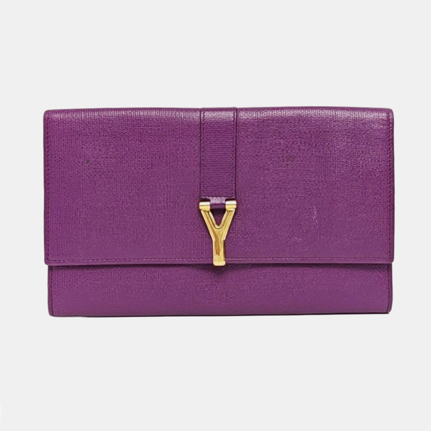 YSL CHYC Y LIGNE Purple Cowhide Embossed Clutch Golden hardware-(SKU)-959946946