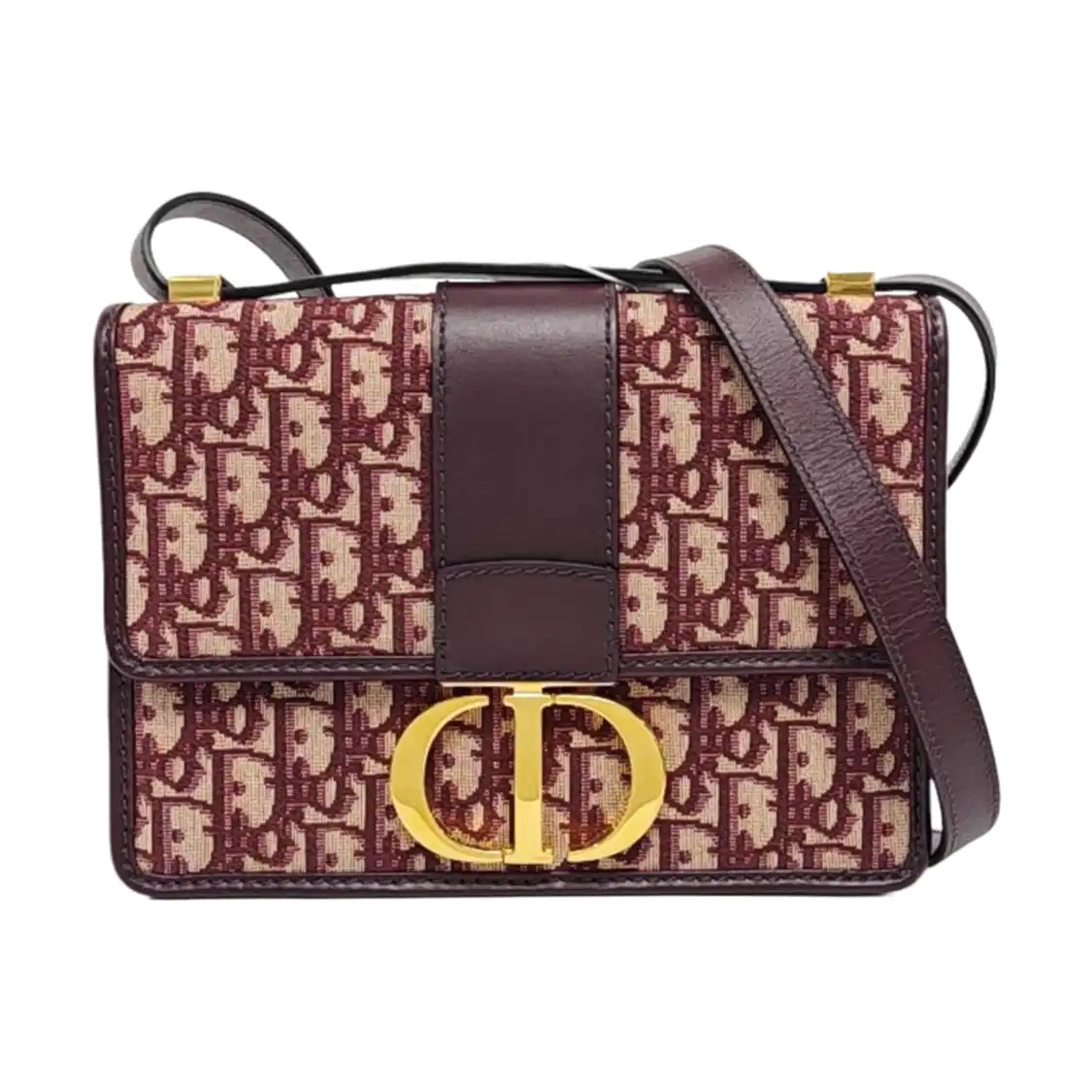 DIOR 30 Montaigne Red Canvas Monogram Montaigne Bag Single Shoulder Bag Gold Hardware Removable Strap-(SKU)-959967300