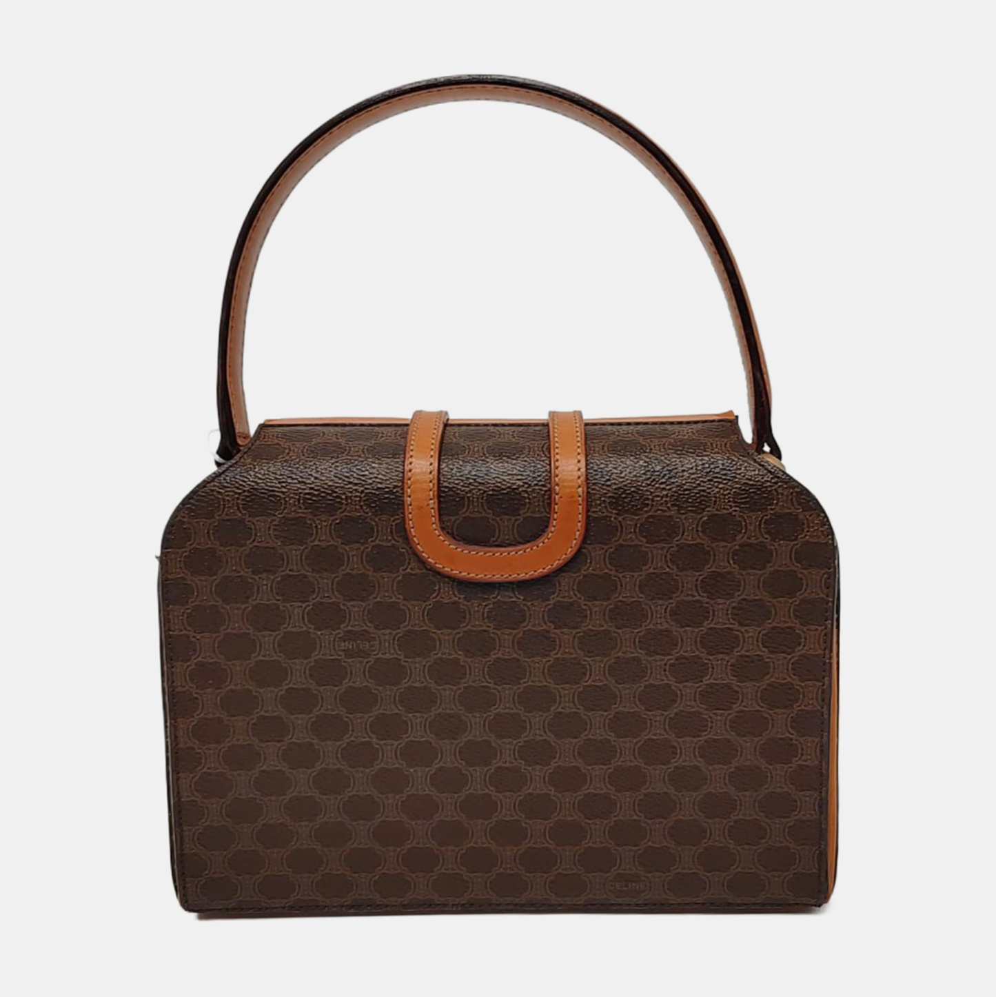CELINE Brown Coated Canvas Triumph Tote Bag Golden hardware-(SKU)-959942823