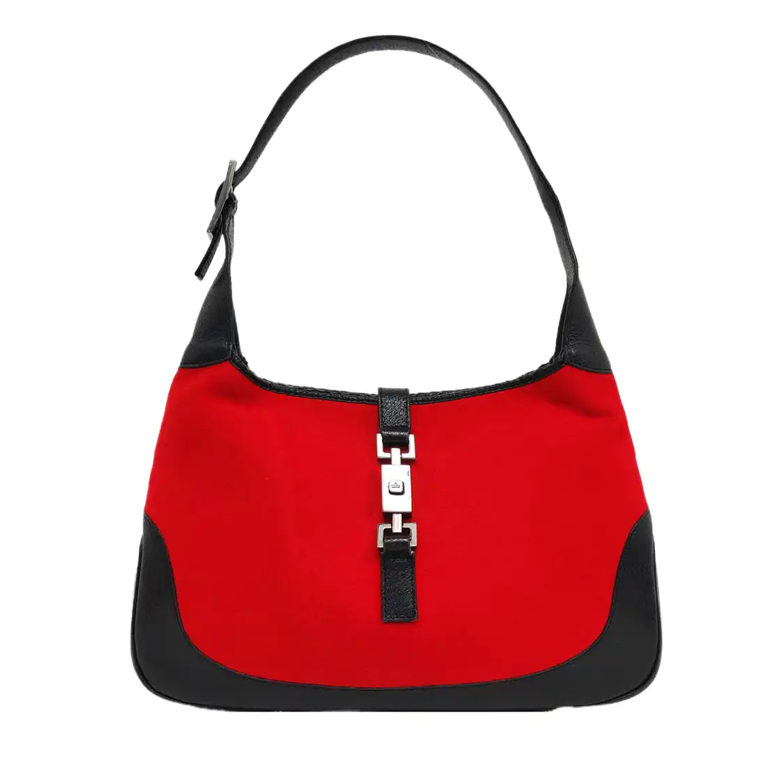 GUCCI Bardot Red suede single shoulder bag Black hardware-(SKU)-947350422
