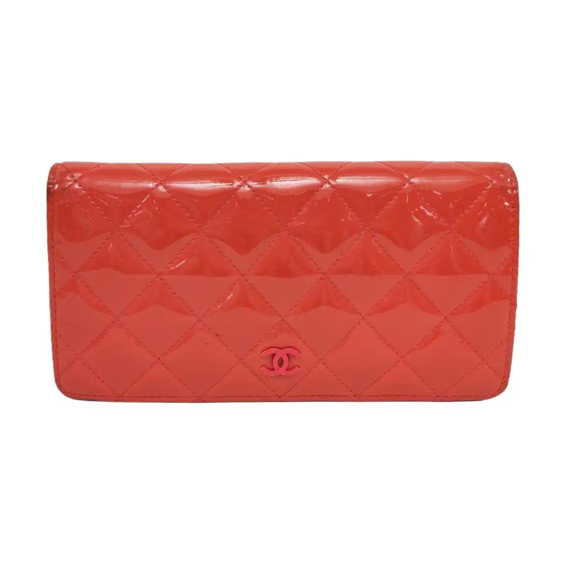 CHANEL Red Cowhide Diamond Quilted Wallet Red Hardware 16nan-(SKU)-959584010