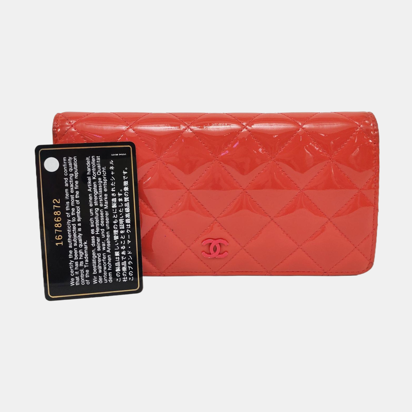 CHANEL Red Cowhide Diamond Quilted Wallet Red Hardware 16nan-(SKU)-959584010