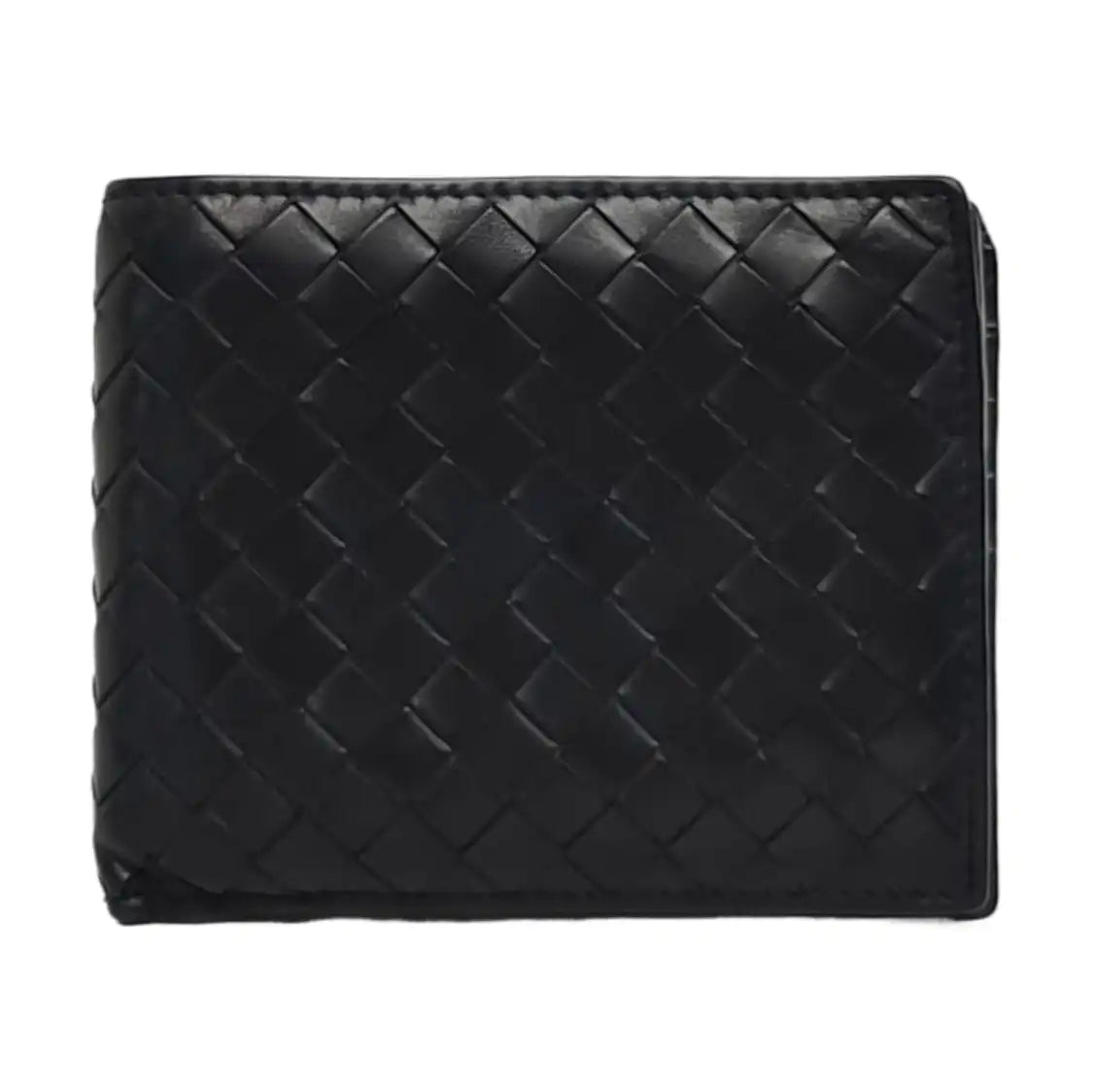 BOTTEGA VENETA Black Cowhide Woven Wallet-(SKU)-960229991