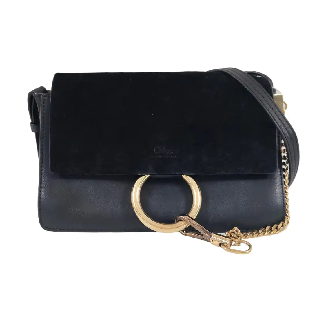 Chloé Faye Small size Black cowhide crossbody handbag single shoulder bag Golden Silver Hardware-(SKU)-960388895
