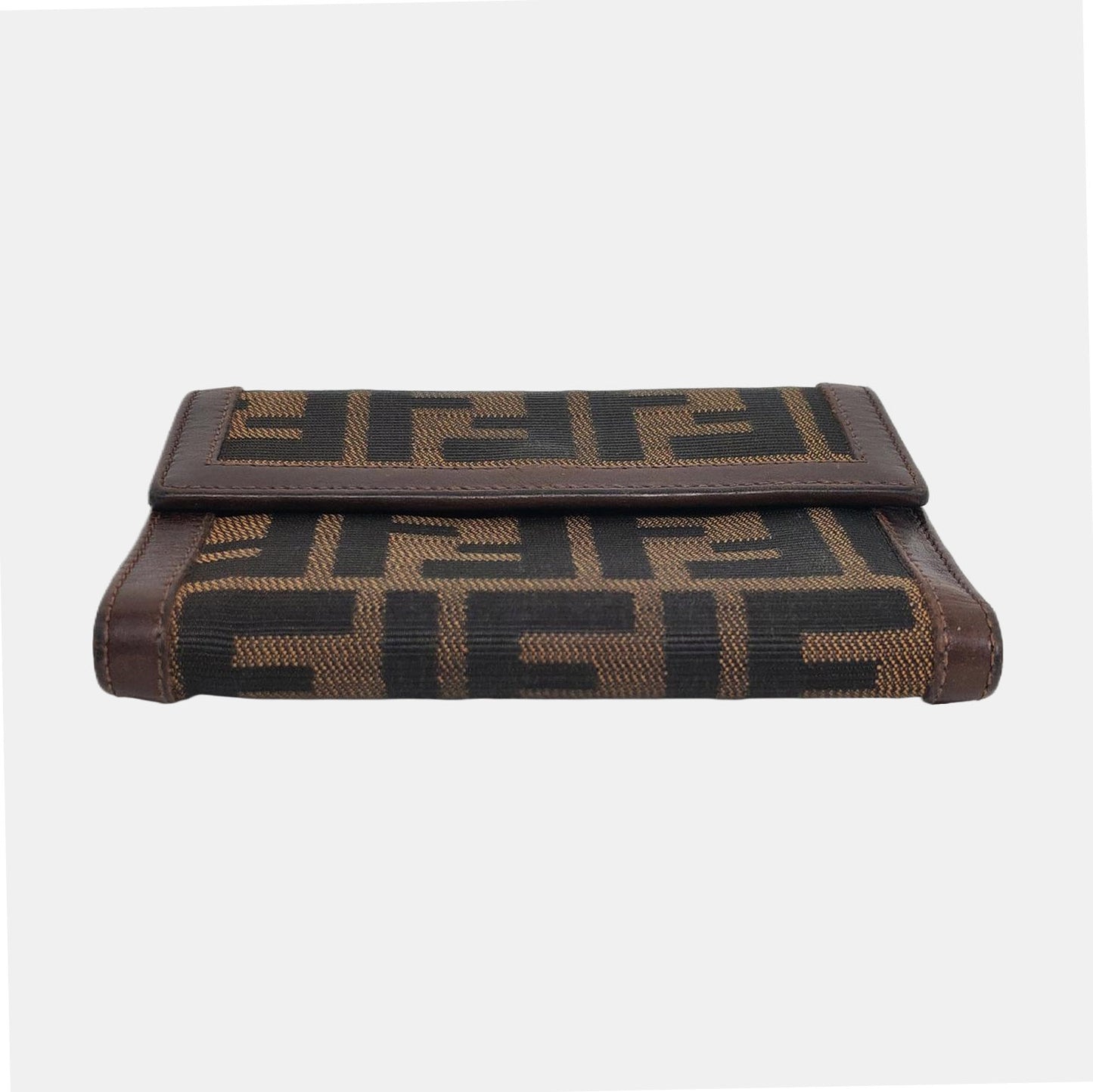 FENDI 棕色帆布双F钱包-(SKU)-960315050