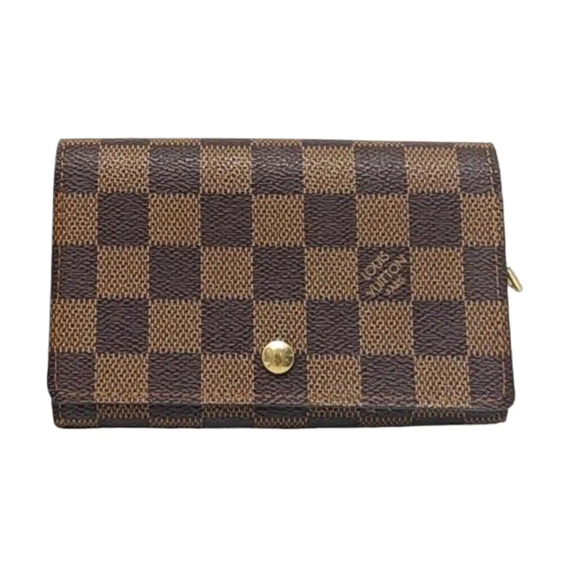 LOUIS VUITTON TRESOR Brown Coated Canvas Checkered Wallet Golden hardware-(SKU)-960504851