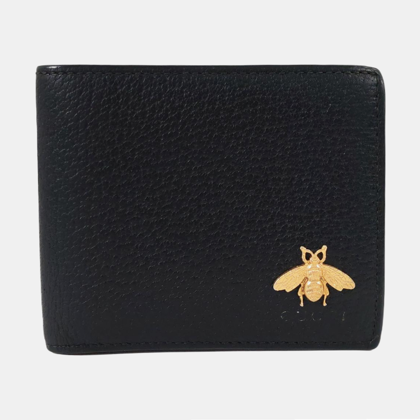 GUCCI Animalier Black Cowhide Bee Wallet Golden hardware-(SKU)-960311635