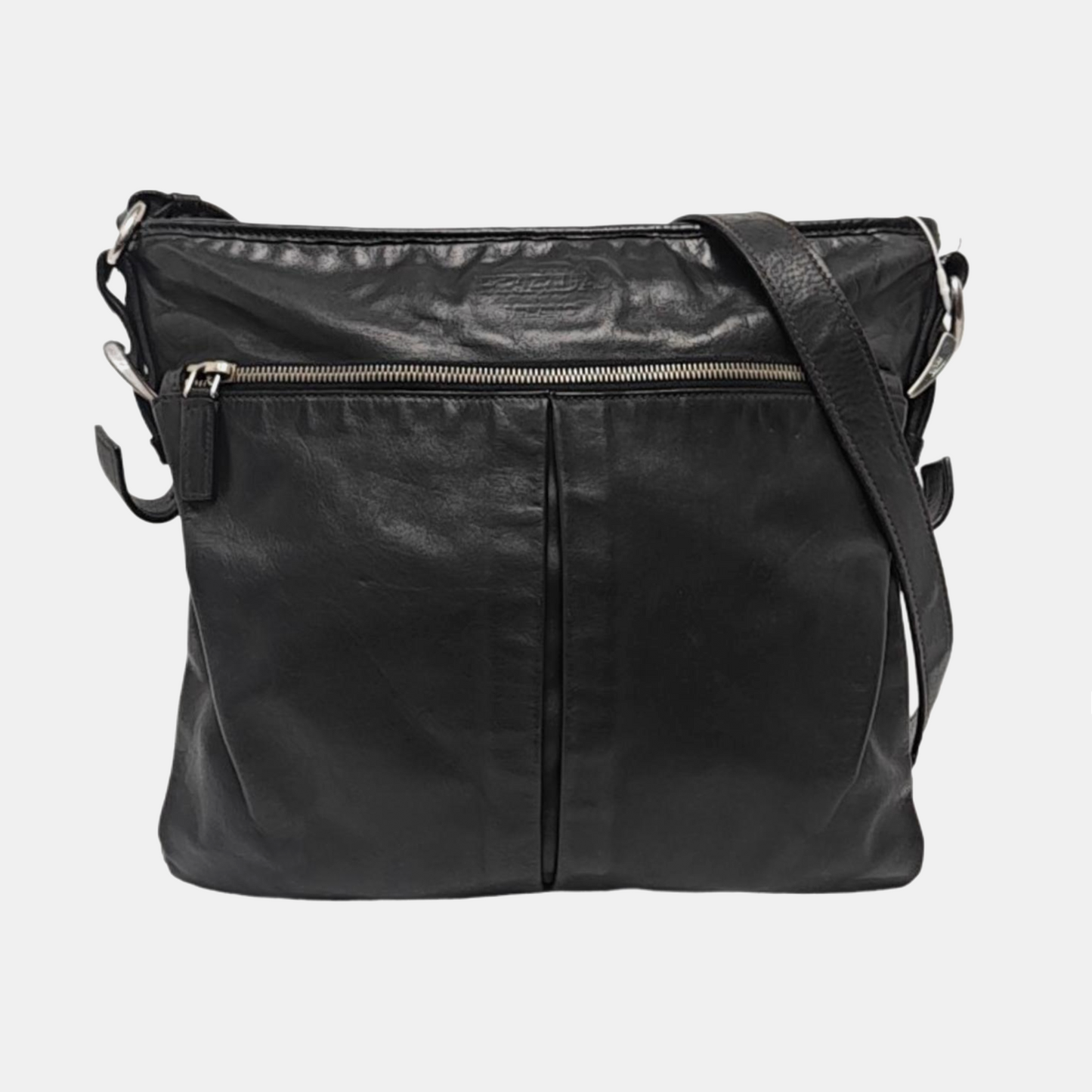 PRADA Black Leather Crossbody Bag Single Shoulder Bag Silver Hardware-(SKU)-960372112