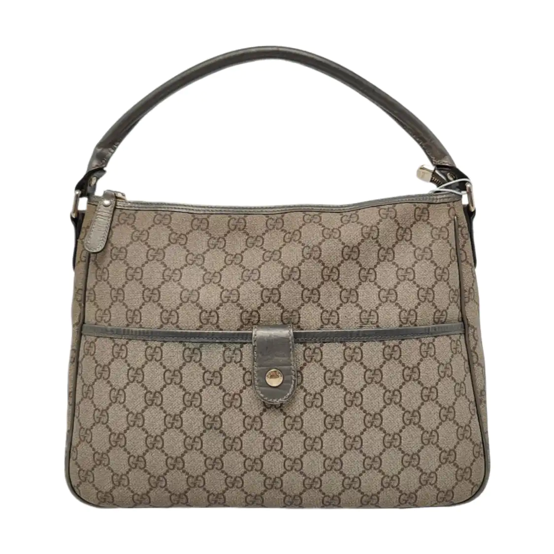 GUCCI Bardot Medium size Beige Coated Canvas Monogram Single Shoulder Bag Handbag Golden hardware-(SKU)-960390668