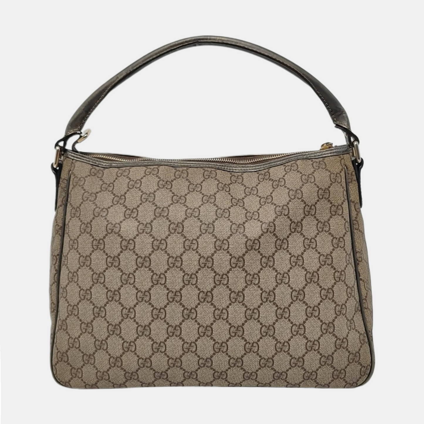 GUCCI Bardot Medium size Beige Coated Canvas Monogram Single Shoulder Bag Handbag Golden hardware-(SKU)-960390668