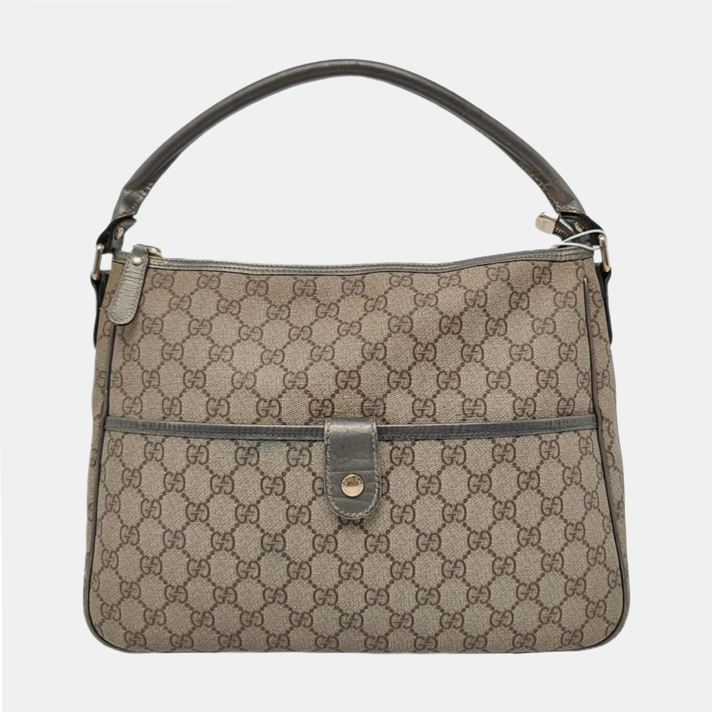 GUCCI Bardot Medium size Beige Coated Canvas Monogram Single Shoulder Bag Handbag Golden hardware-(SKU)-960390668