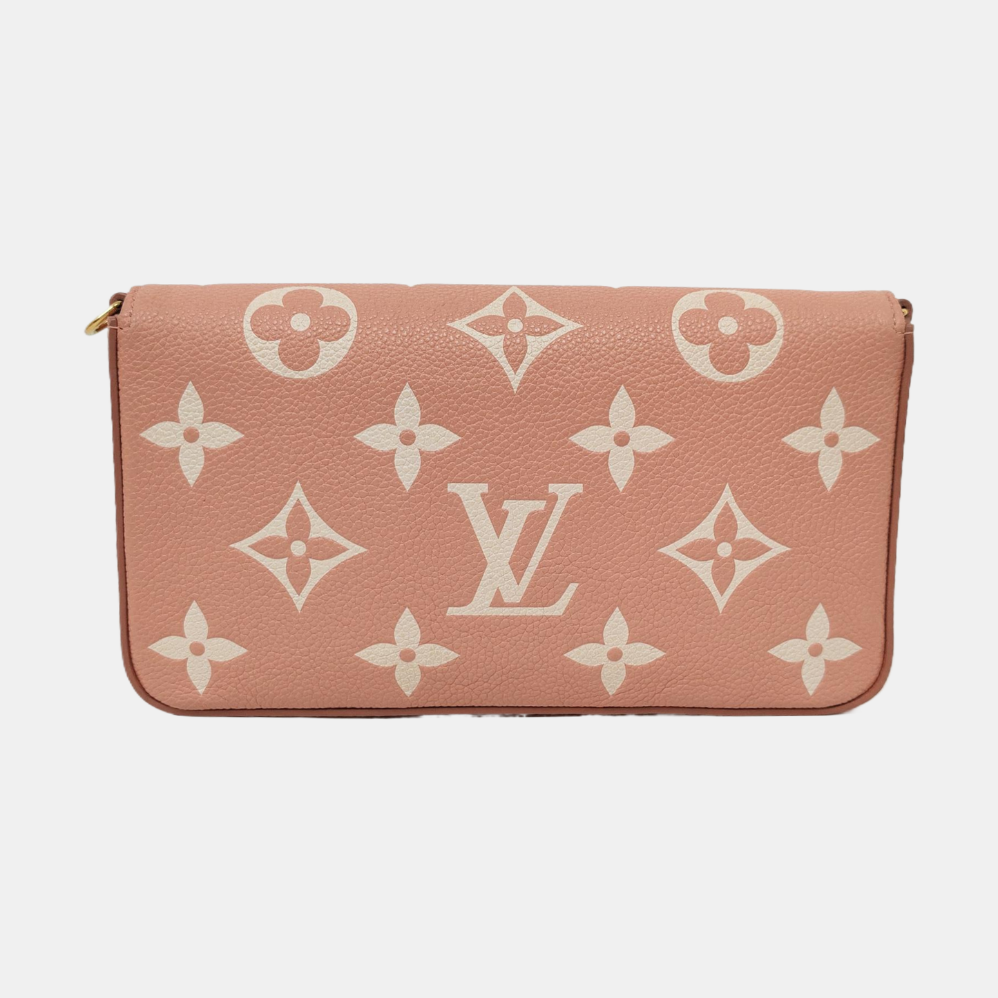 LOUIS VUITTON FÉLICIE Pink Leather Monogram Embossed Three-In-One Shoulder Bag, Crossbody Bag, Handbag, Gold Hardware, Detachable Shoulder Strap, Accessories Included-(SKU)-960658882