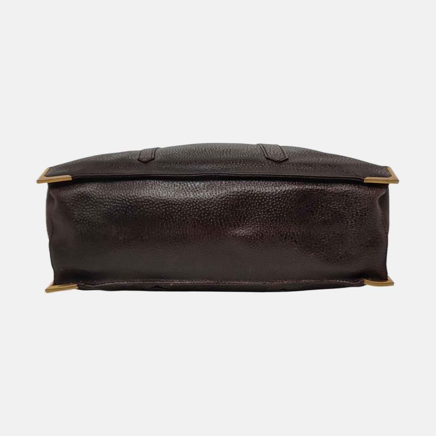 FENDI Dark Brown Leather Single Shoulder Bag Tote Golden hardware-(SKU)-960577572