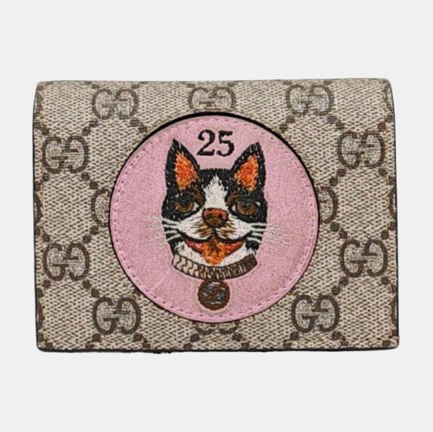 GUCCI GG Supreme Beige Coated Canvas Old Flower Embroidered Card Bag Golden hardware-(SKU)-960573589