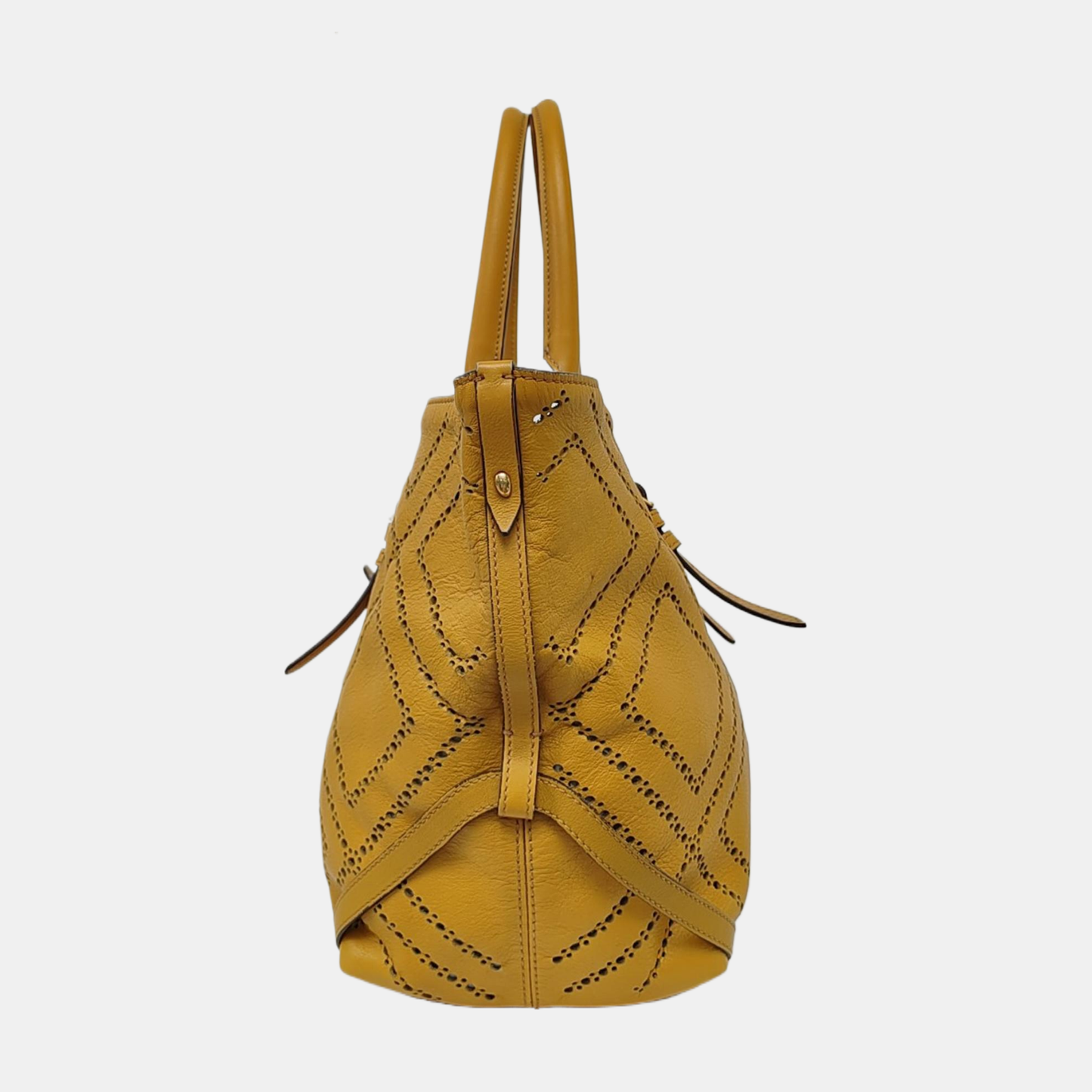 BURBERRY Tote bag Mustard Cowhide Cutout Single Shoulder Bag Golden hardware Sub-bag-(SKU)-953287825