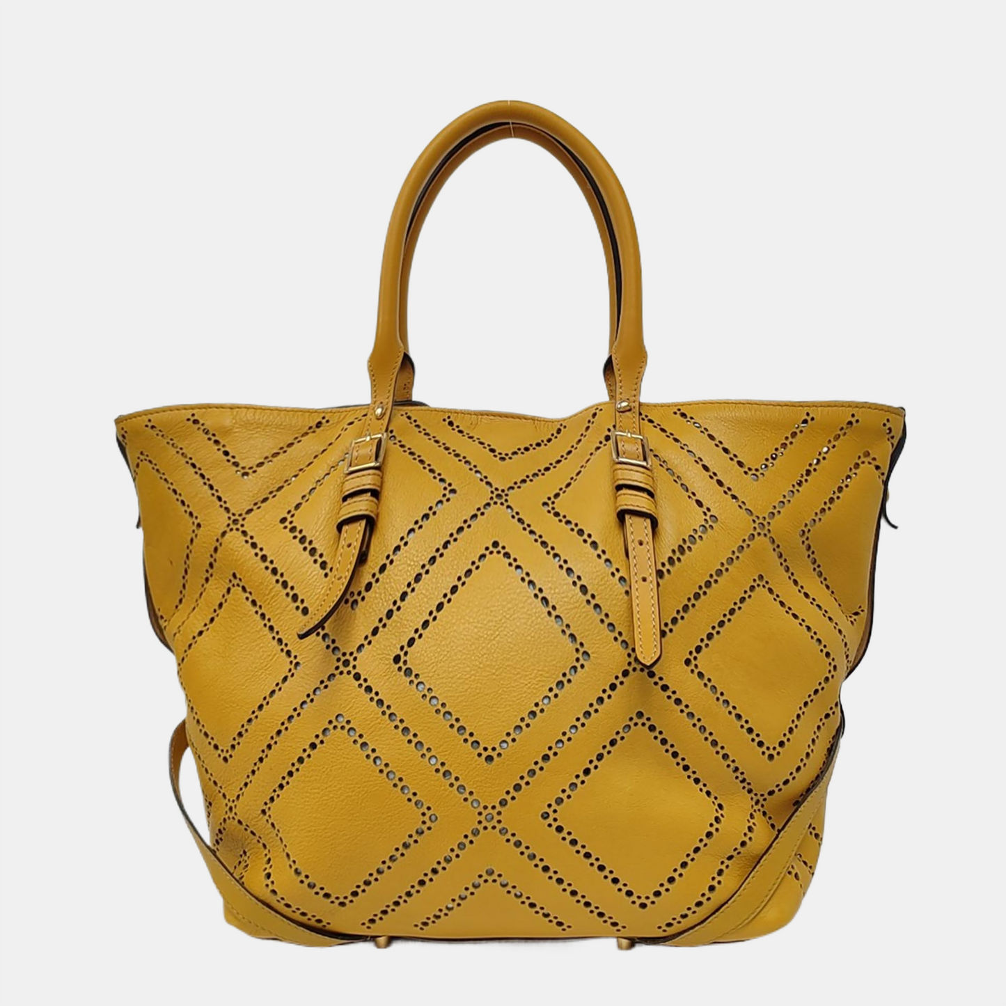 BURBERRY Tote bag Mustard Cowhide Cutout Single Shoulder Bag Golden hardware Sub-bag-(SKU)-953287825