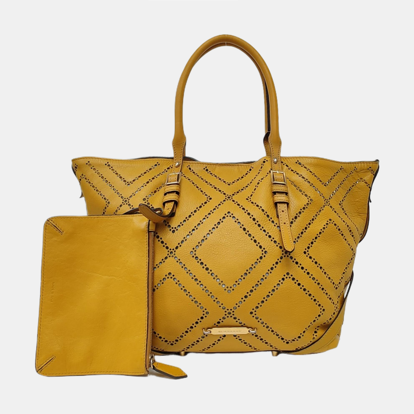 BURBERRY Tote bag Mustard Cowhide Cutout Single Shoulder Bag Golden hardware Sub-bag-(SKU)-953287825