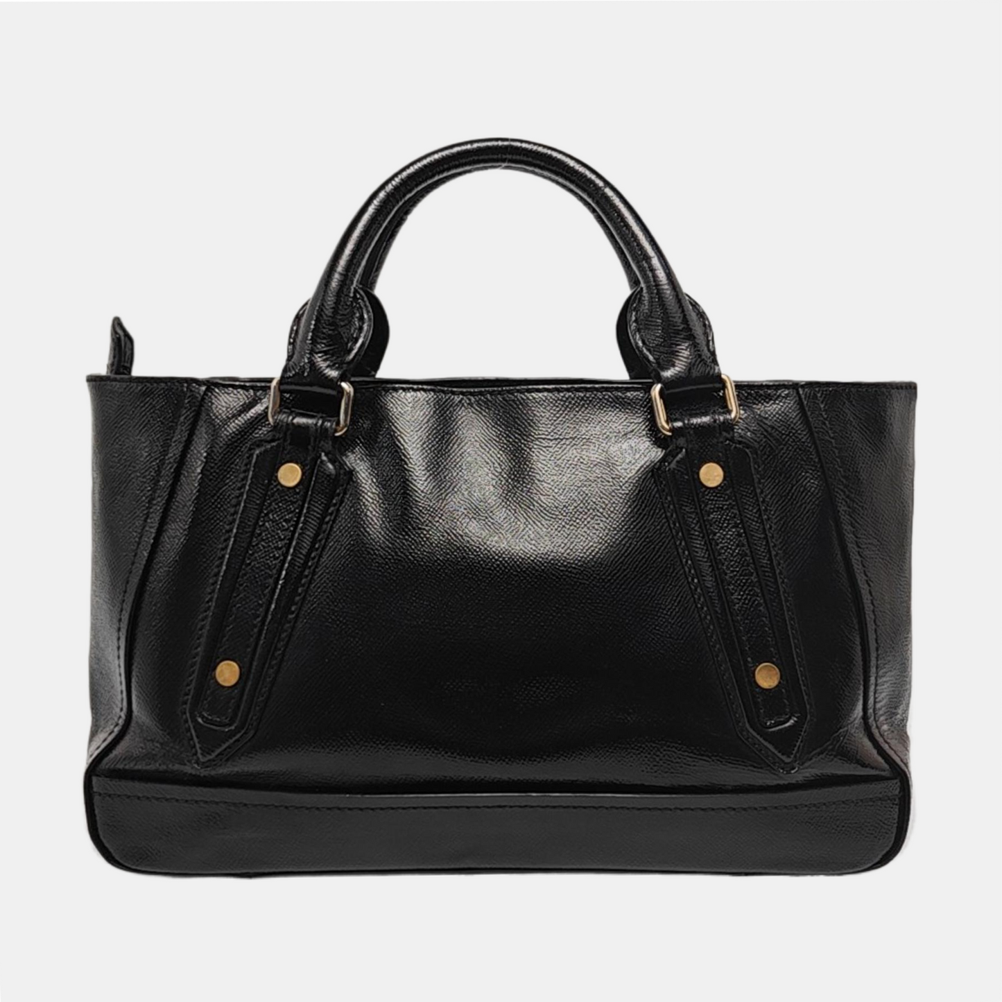 BURBERRY Somerford Black Leather Stud Single Shoulder Handbag Golden Silver Hardware Removable shoulder strap-(SKU)-960988293
