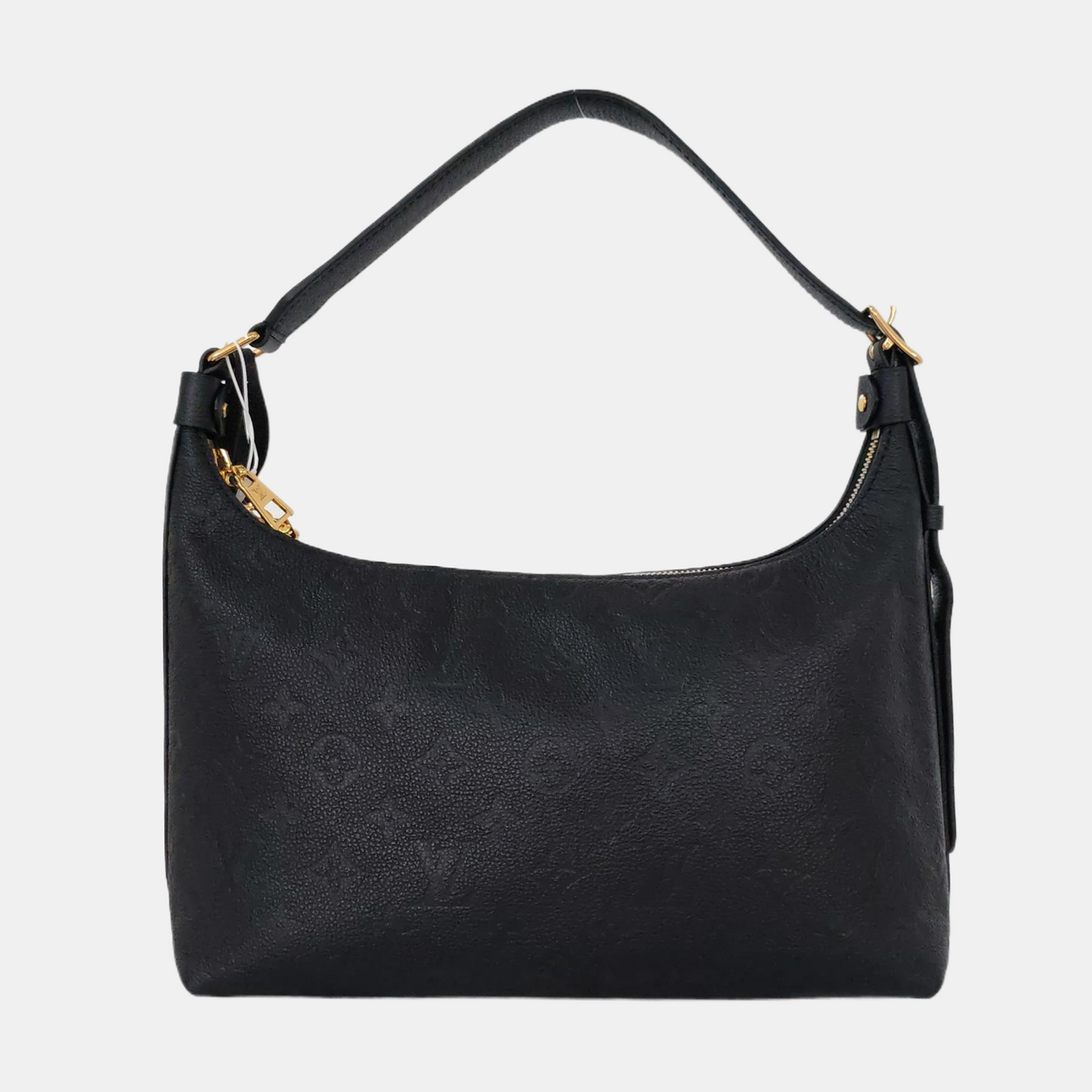 LOUIS VUITTON SAC PLAT Black Calfskin Monogram Embossed Crossbody Shoulder Bag with Golden Hardware, Pockets-(SKU)-961133790