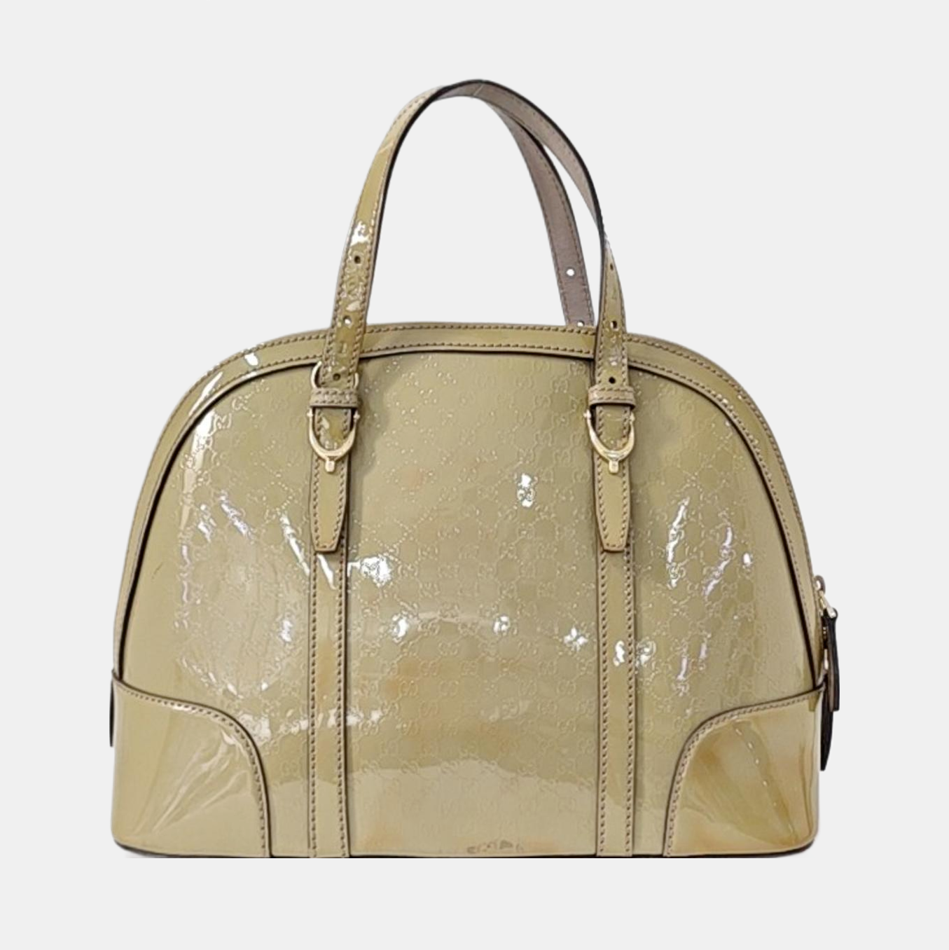 GUCCI Ligne Shima Mustard Yellow Patent Leather Single Shoulder Bag Crossbody Handbag Golden hardware Removable shoulder strap-(SKU)-13486443