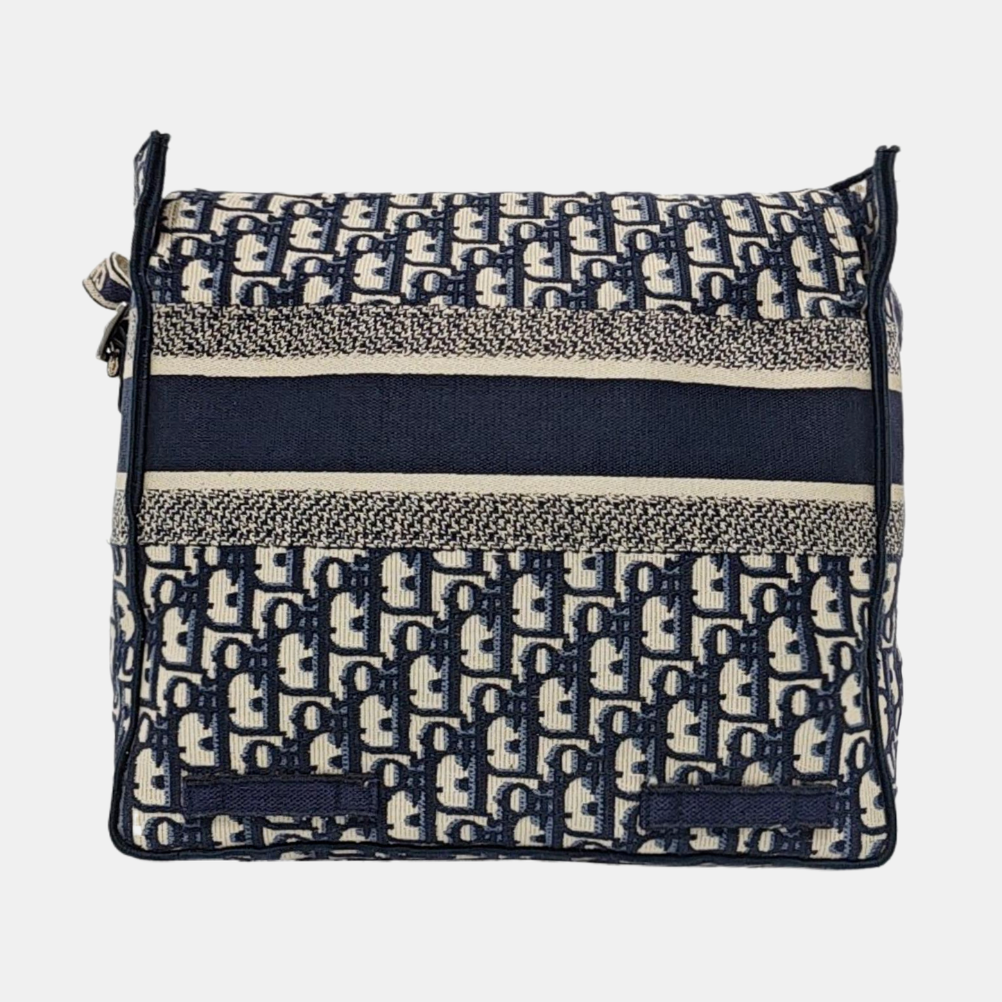 DIOR Diorcamp Blue Canvas Monogram Embroidered Single Shoulder Bag Silver Hardware-(SKU)-960636835