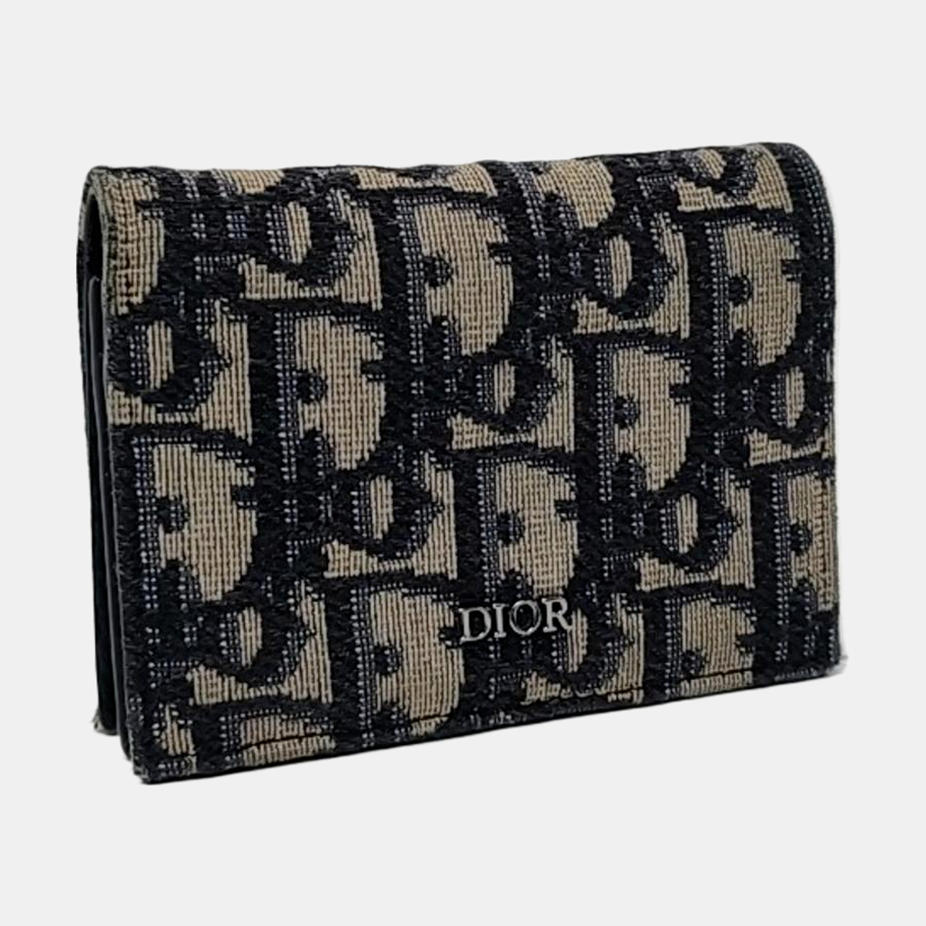DIOR Black Canvas Vintage Wallet Silver Hardware-(SKU)-956306992