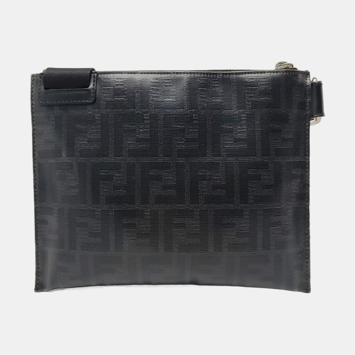 FENDI Black cowhide embossed shoulder bag crossbody bag Silver Hardware-(SKU)-944722741