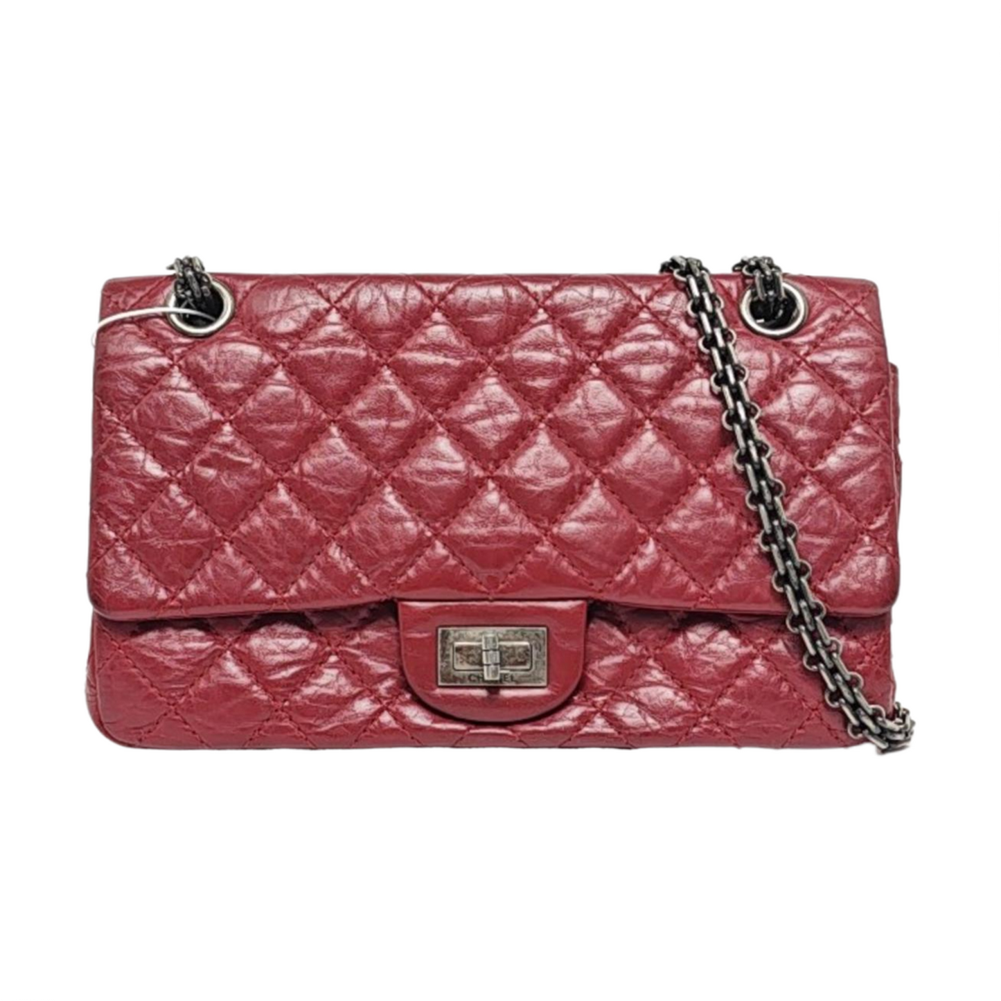 CHANEL 2.55 Red Calfskin Quilted Crossbody Shoulder Bag Black Hardware 16 Flap-(SKU)-961723854