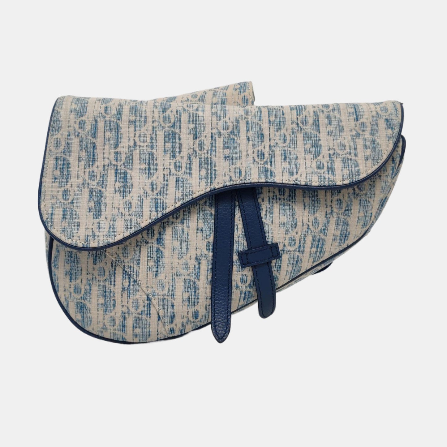 DIOR Saddle Medium Size Blue Fabric Saddle Bag Fanny Pack Crossbody Bag-(SKU)-962211429