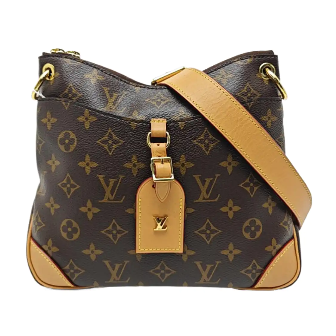 LOUIS VUITTON ODEON Small Brown Coated Canvas Monogram Crossbody Bag Shoulder Bag Gold Hardware Removable Strap-(SKU)-962155692