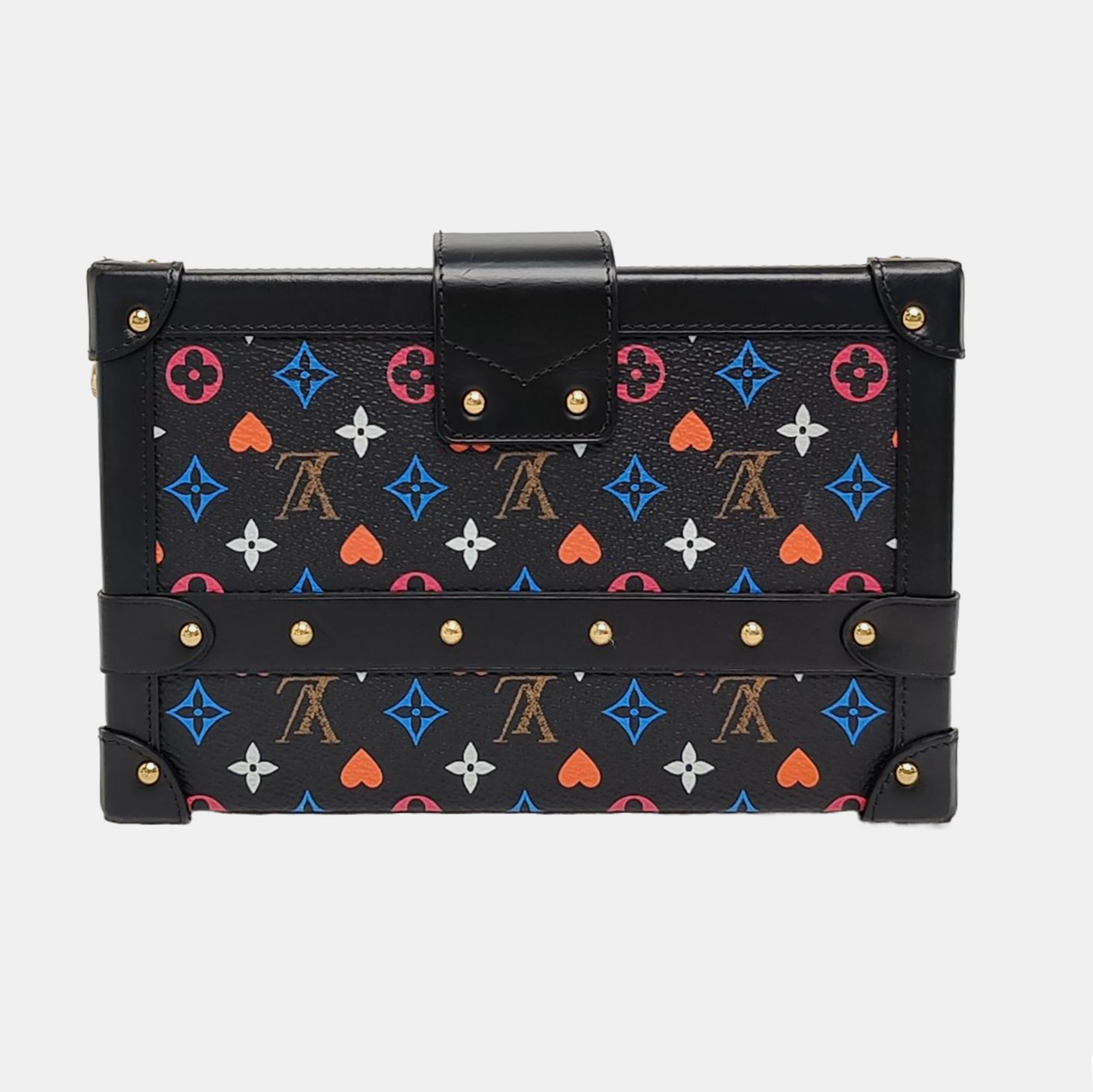 LOUIS VUITTON PETITE MALLE Black Coated Canvas Monogram Crossbody Shoulder Bag with Gold Hardware and Removable Shoulder Strap-(SKU)-962639746