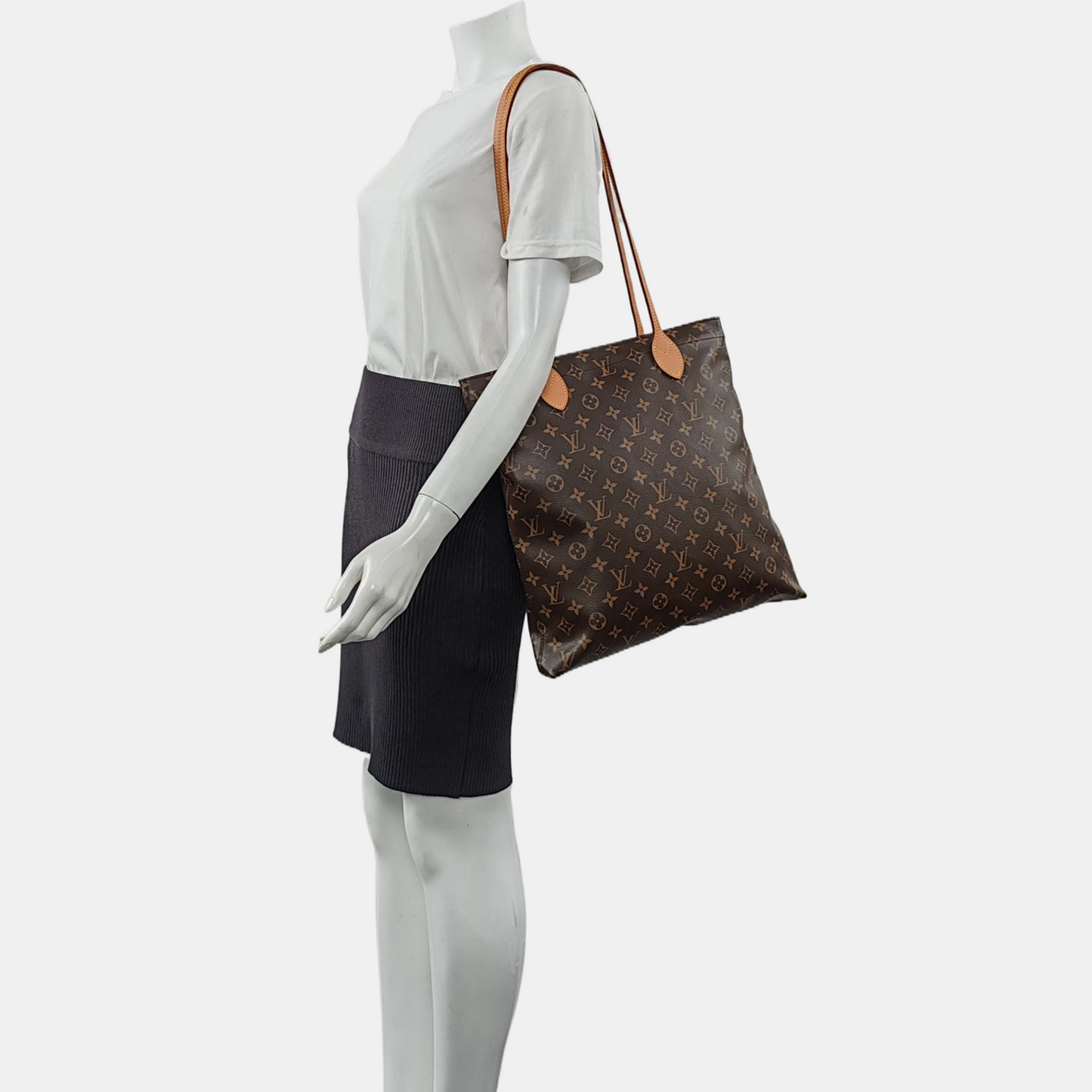 LOUIS VUITTON CARRY IT Brown Coated Canvas Monogram Shoulder Bag Golden Hardware Pockets-(SKU)-962383359
