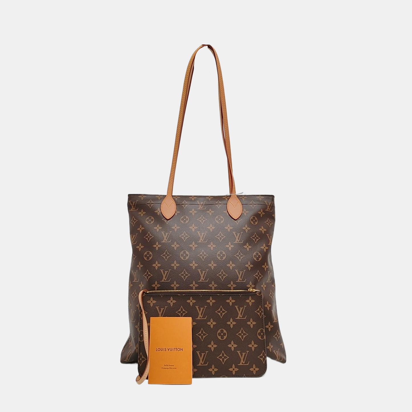 LOUIS VUITTON CARRY IT Brown Coated Canvas Monogram Shoulder Bag Golden Hardware Pockets-(SKU)-962383359