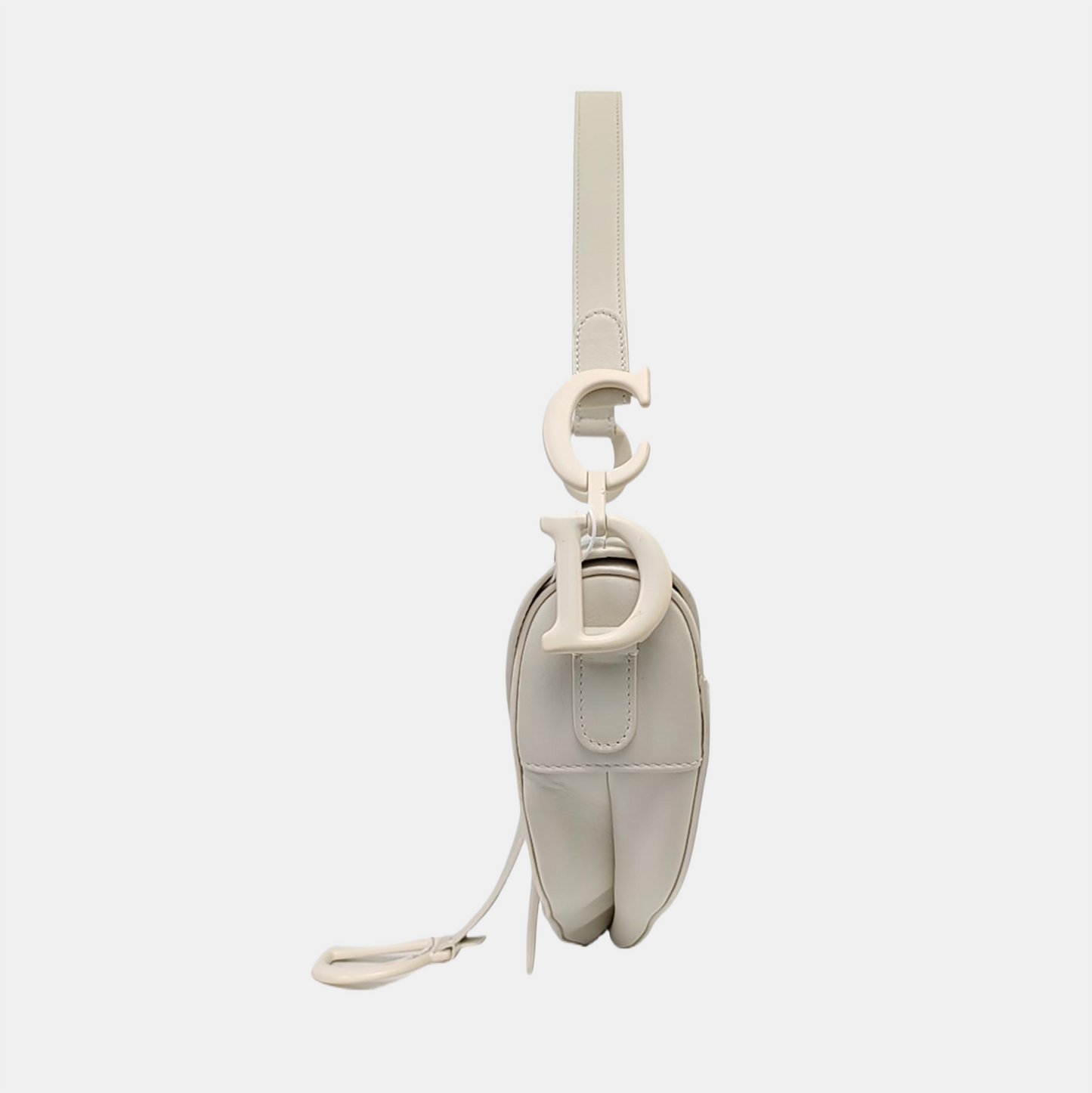 DIOR Saddle Small White Calfskin Saddle Bag Single Shoulder Bag and Tote with White Hardware-(SKU)-962207420