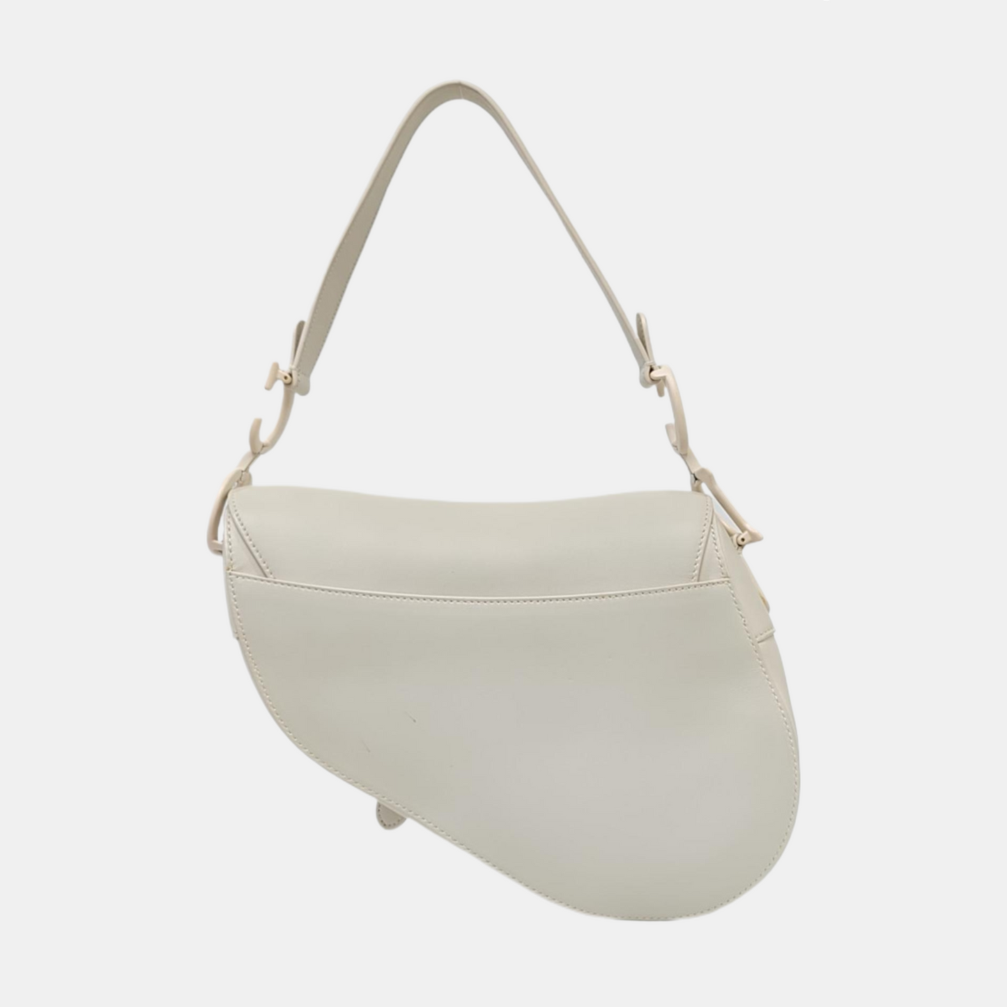 DIOR Saddle Small White Calfskin Saddle Bag Single Shoulder Bag and Tote with White Hardware-(SKU)-962207420