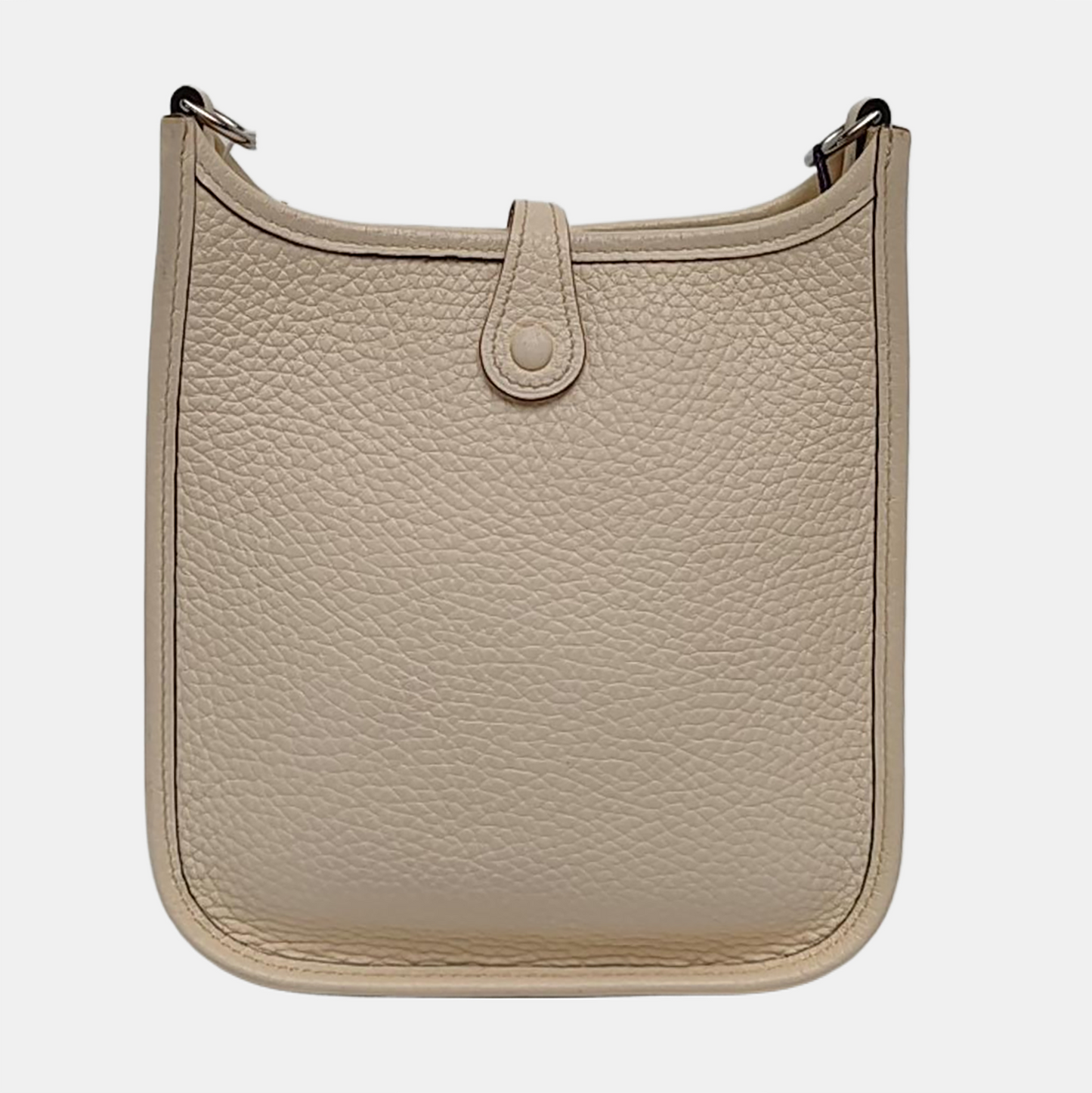 HERMÈS Evelyne TPM cream white Clemence leather perforated Evelyne crossbody bag shoulder bag removable shoulder strap-(SKU)-962616026