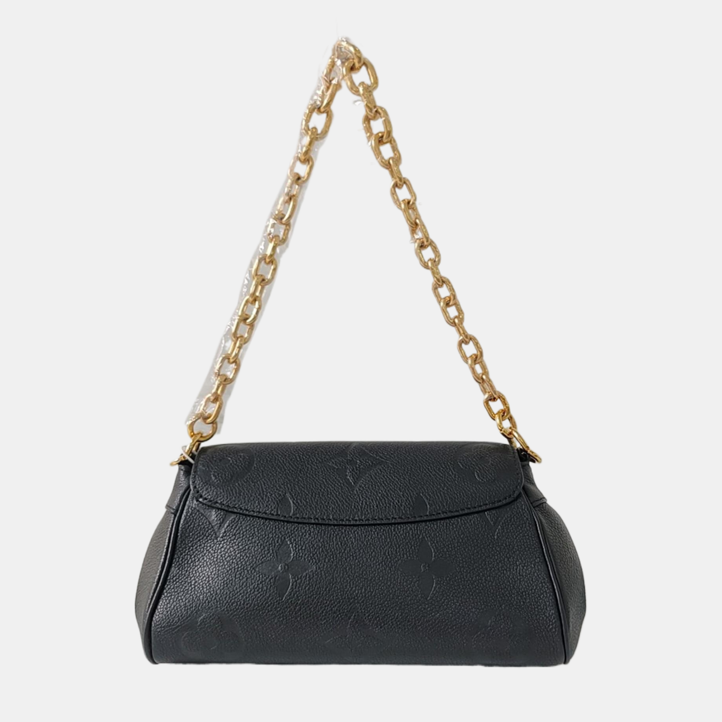 LOUIS VUITTON FAVORITE Black Leather Embossed Shoulder Bag Crossbody Bag 2 Detachable Straps Gold Hardware-(SKU)-963594020